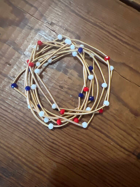 Red White and Blue Stretch Bracelet Set