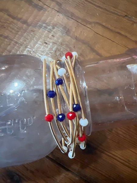 Red White and Blue Stretch Bracelet Set
