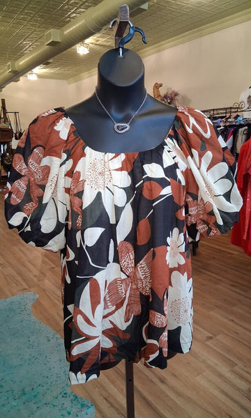 Umgee Rust Floral Blouse L