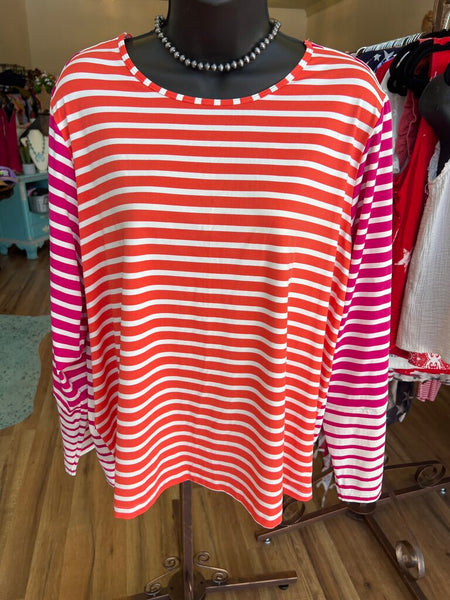 Lands End Stretch Stripe 2X