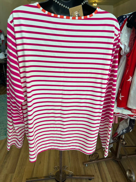 Lands End Stretch Stripe 2X