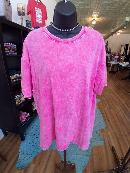 Zenana Pink Distressed Tee S/M