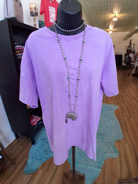 Zenana Purple Distressed Tee S/M