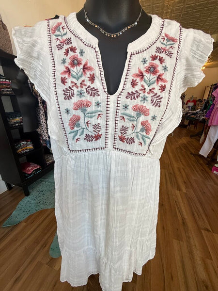Sonoma Embroidered Floral Dress L