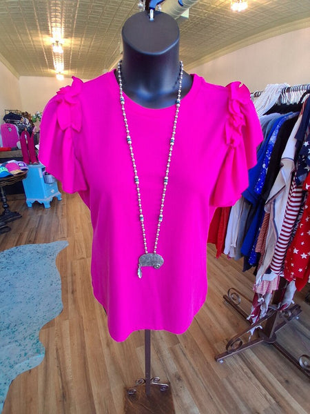 Pink ruffle Sleeve Top Size XL