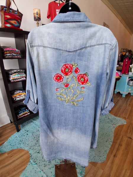 Denim Embroidery Dress M