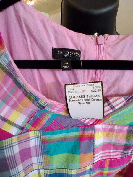 Talbots Summer Plaid Dress Size 10P