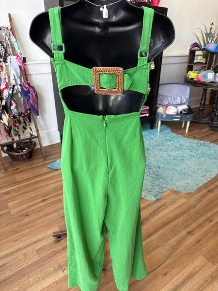 NY&C Green Jumpsuit with Buckle Back