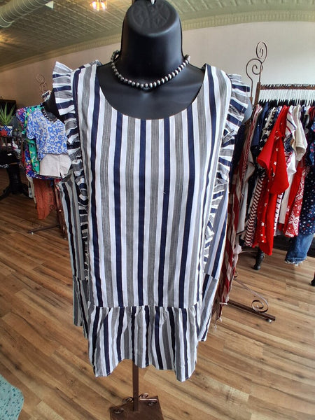 Cotton Bleu Linen Stripe M