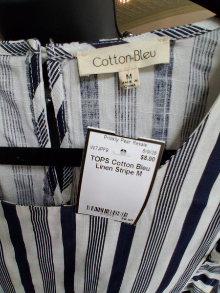 Cotton Bleu Linen Stripe M