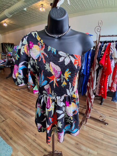 Jodifl Tropical One Shoulder Top M