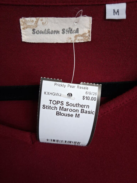 Southern Stitch Maroon Basic Blouse M
