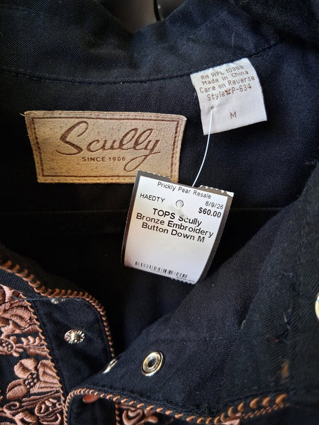 Scully Bronze Embroidery Button Down M