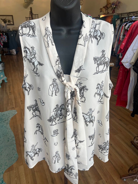 Avery Western Tie Blouse M