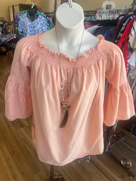 Misty Blush Off the Shoulder Blouse L