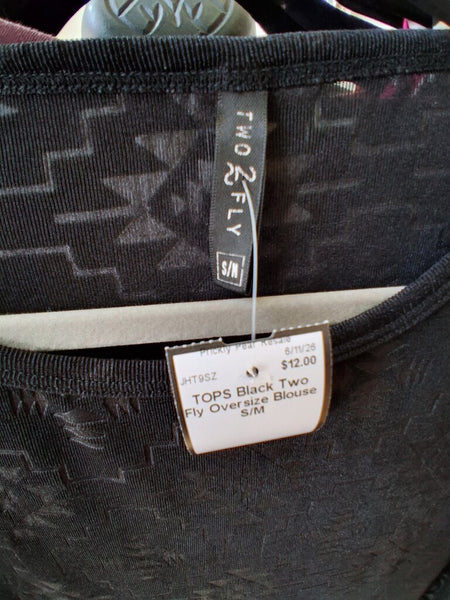 Black Two Fly Oversize Blouse S/M