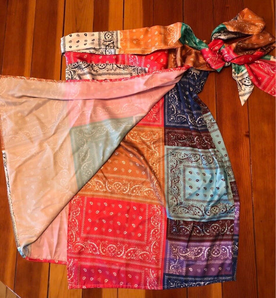 Boho Bandana Wrap Skirt One Size