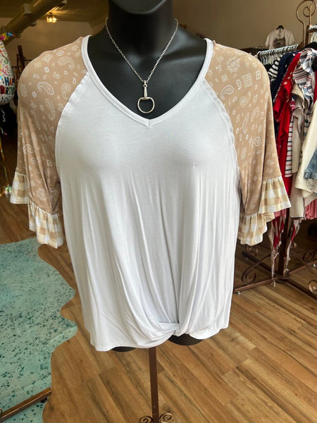 Paisley and Plaid V-Neck Size L