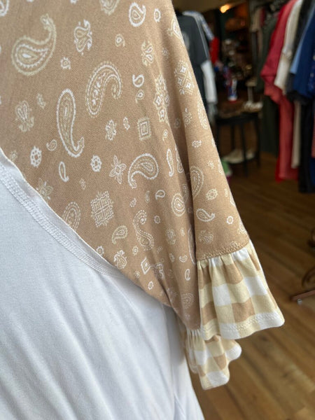 Paisley and Plaid V-Neck Size L