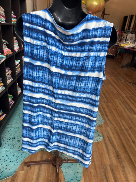 Ava & Grace Blue Striped Sleeveless Top Size 1X