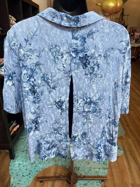 Blue Floral Shirt Size 1X