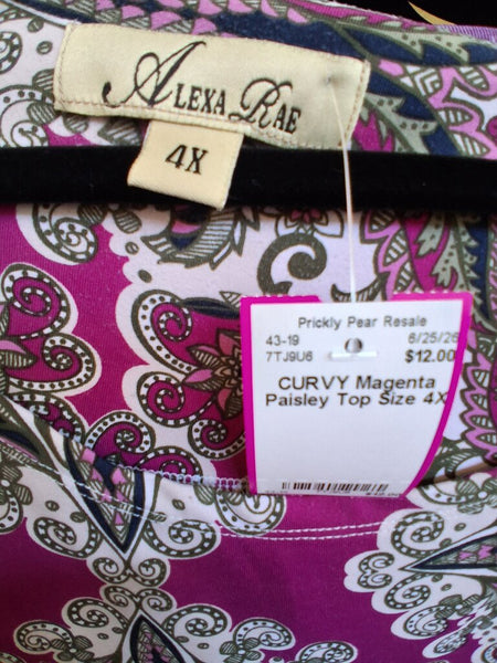 Magenta Paisley Top Size 4X