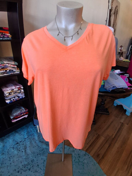Coral V Neck Tee Size 3X
