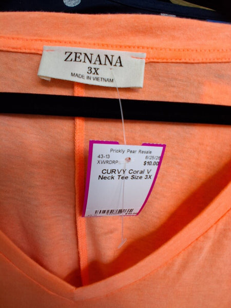 Coral V Neck Tee Size 3X
