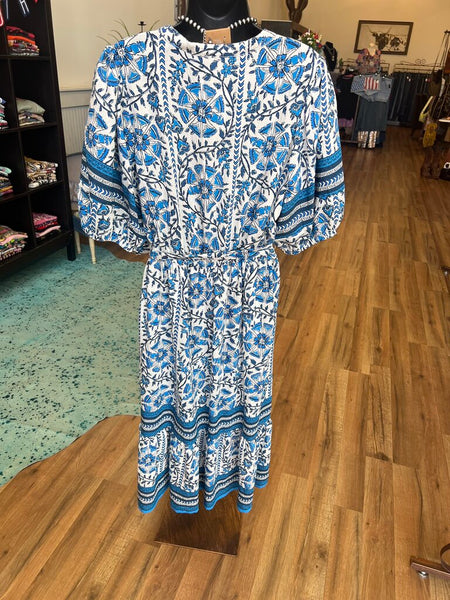 Blue Floral Maxi Dress NWT Size L