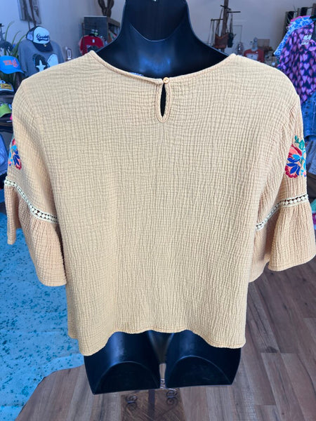 Mustard Embroidered Top Size 1X