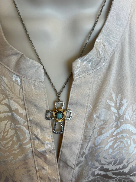 Silver and Gold Cross Necklace