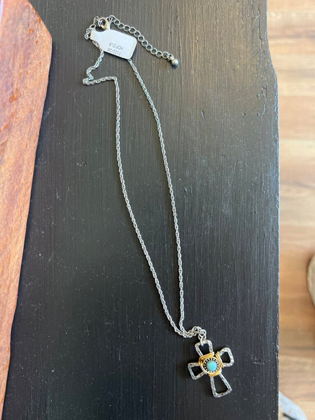 Silver and Gold Cross Necklace