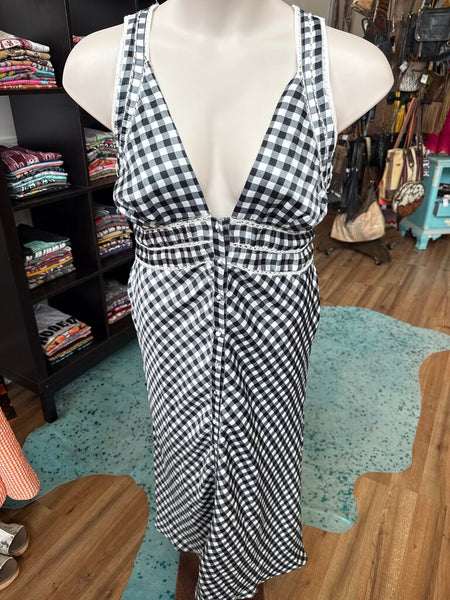 Black and White Checkered Halter Top Dress Size 14