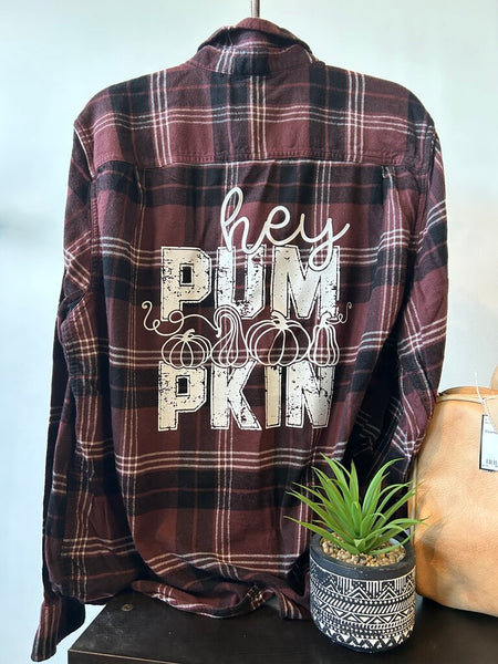 NWOT HEY PUMPKIN PLAID FLANNEL SZ XL