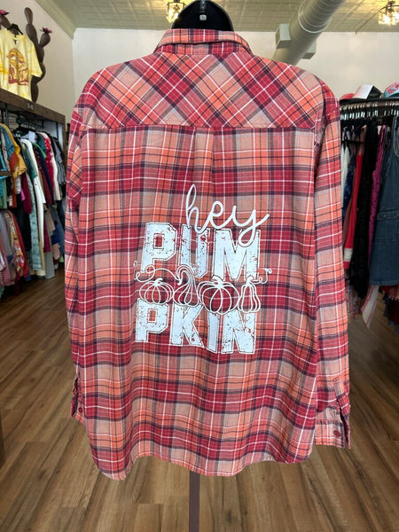 Hey Pumpkin Fall Flannel Size 2XL