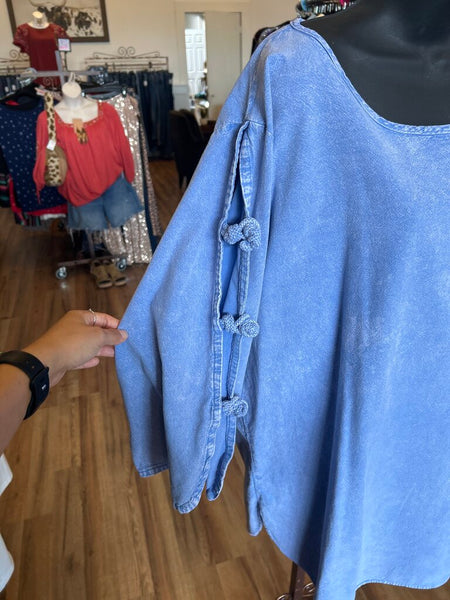 Denim Open Knot Arm Tunic Size XL