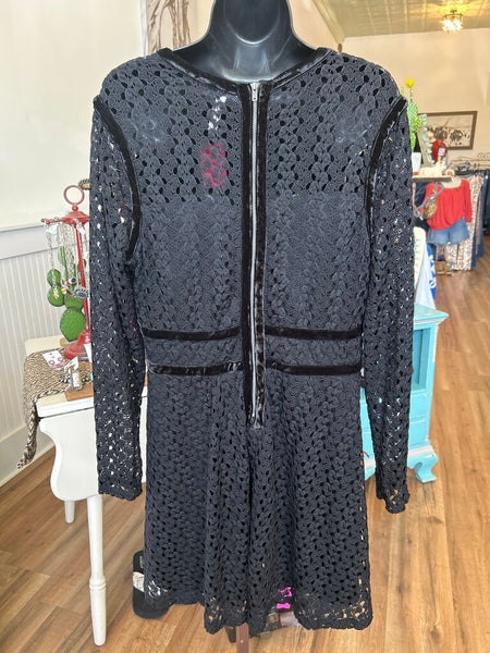 Black Lace and Velvet Dress Size L