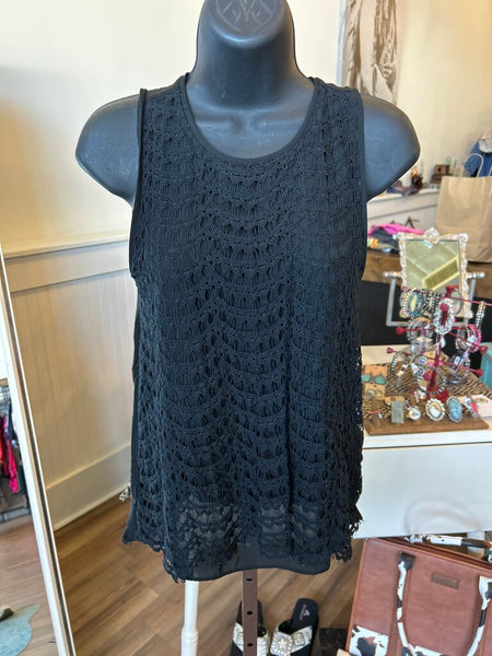 Loft Black Lace Tank size S