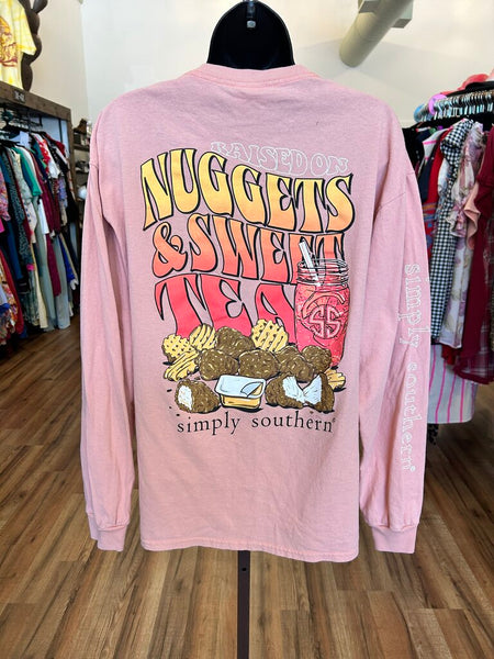 Simply Southern Nuggets & Sweet Tea Longsleeve Size Large