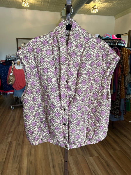 Yellow/Purple Geometric Print Vest Size 1X