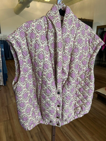 Yellow/Purple Geometric Print Vest Size 1X