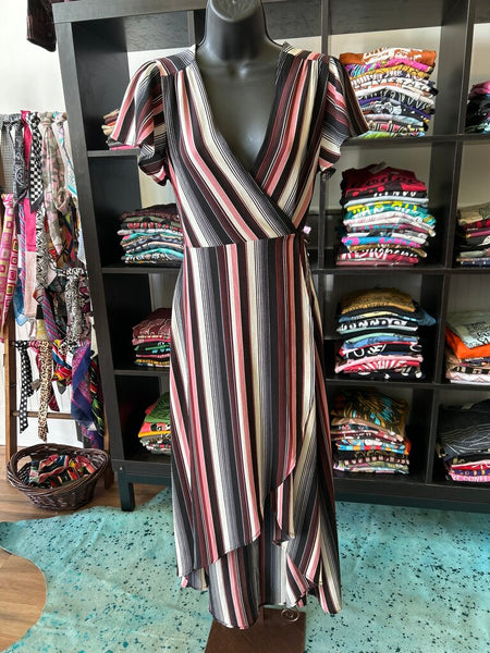 F21 Striped Hi-Low Wrap Dress Size S