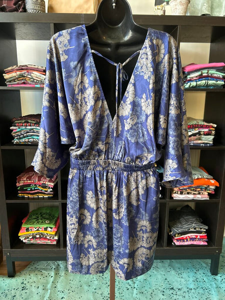 Blue Floral Romper NWT Size M