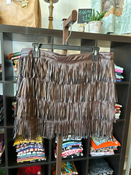 Cowgirl Justice Brown Fringe Skirt Size XL