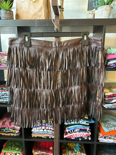 Cowgirl Justice Brown Fringe Skirt Size XL