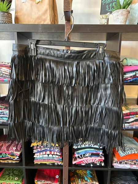 Cowgirl Justice Black Fringe Skirt Size XL