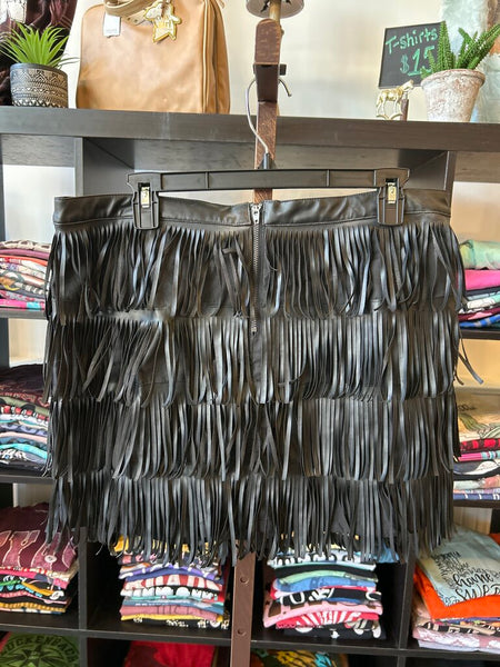 Cowgirl Justice Black Fringe Skirt Size XL