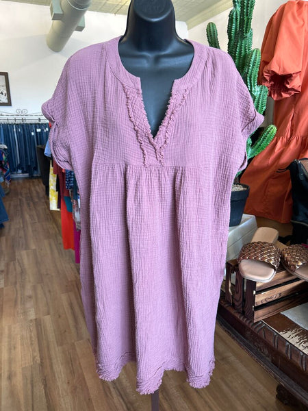 Entro Muave Gauze Mini v-neck Dress Size S