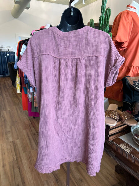Entro Muave Gauze Mini v-neck Dress Size S