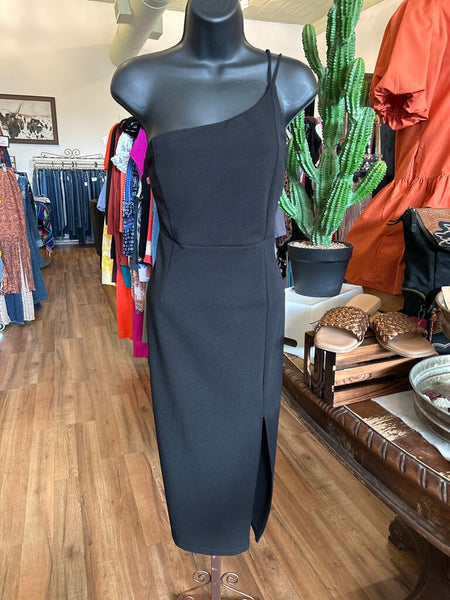 Black One shoulder Cocktail Dress